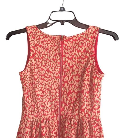 Anthropologie MAEVE Sleeveless Red/Cream Leopard Print Skater Dress. Size Small - Picture 6 of 9